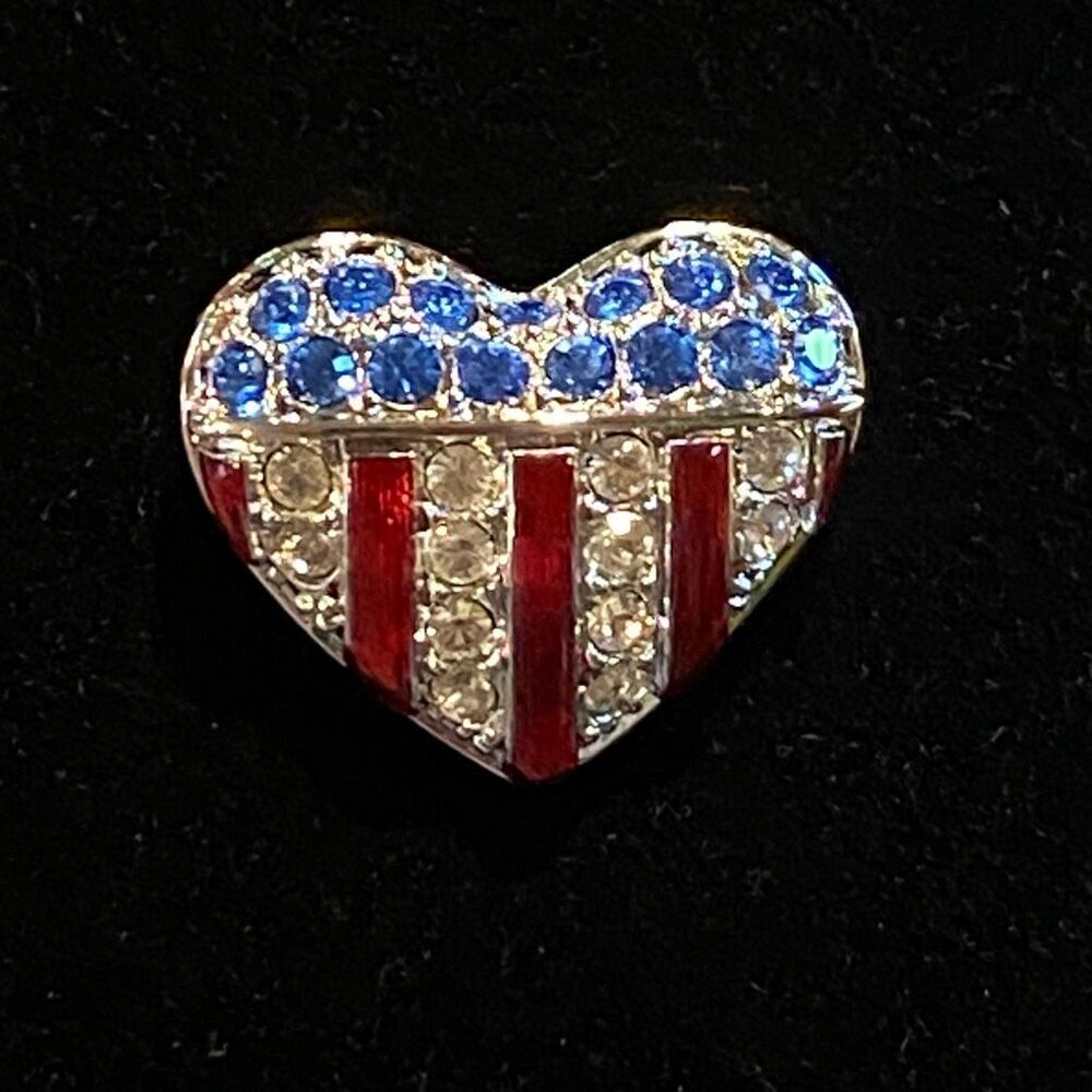 Swarovski Brave Heart American Flag Crystal Brooch 250th Anniversary Patriotic